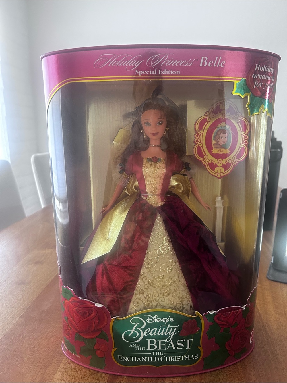Mattel Belle Holiday Doll - Burgundy & Gold Gown